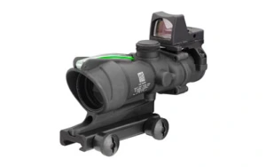 Trijicon 4x32 ACOG Dual Illuminated Riflescope and 3.25 MOA Red Dot Type 2 RMR Sight Kit (DI .223 Green Chevron Reticle, Matte Black)