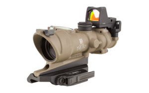 Trijicon 4x32 ACOG Dual Illuminated and 3.25 MOA Red Dot Type 2 RMR Sight Kit (DI 5.56 Green Crosshair Reticle, Flat Dark Earth)