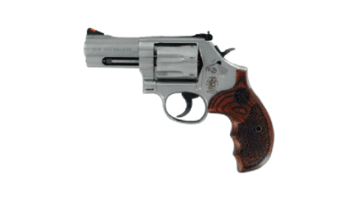S&W 686 DELUXE .357 3" AS 7-SH ROUND BUTT CHECKERED WOOD GRIP 150713