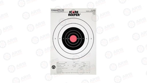 Champion Traps & Targets Orange Bullseye Scorekeeper Target 25Yd Pistol Slowfire 12/Pack 45723