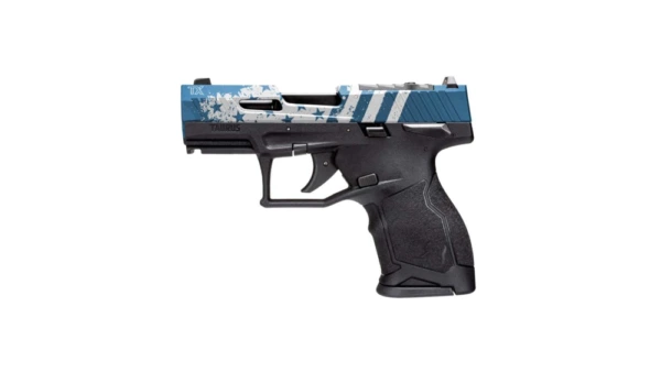 Taurus TX 22 Compact Handgun .22 LR 13rd Magazines (2) 3.6 Barrel Black Grip with Blue US Flag Slide