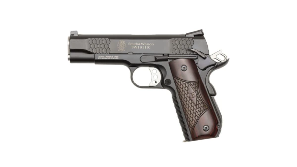 S&W M1911SC E-Series Round Butt Scandium Frame Handgun .45 Auto 8rd Magazine 4.25" Barrel Wood Grips