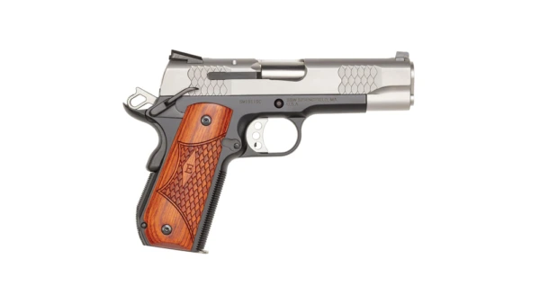 Smith & Wesson 1911SC E Series Handgun .45 ACP 7rd & 8rd Magazines 4.25" Barrel Round Butt Scandium Frame Silver and Black