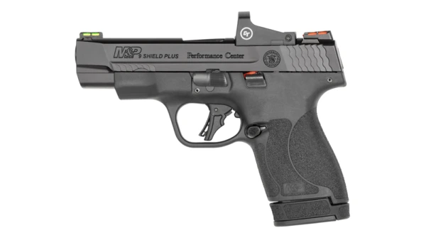S&W Performance Center M&P 9 Shield Plus Crimson Trace Handgun 9mm Luger 13&10rd Magazine 4" Barrel No Thumb Safety Black