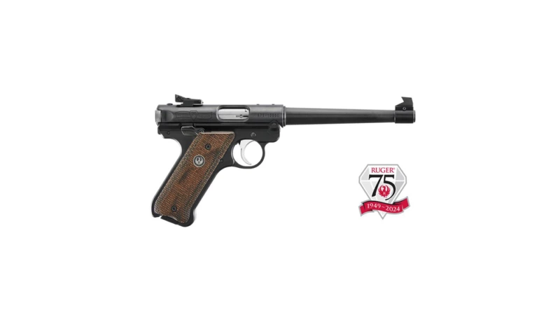 Ruger 75th Anniversary MARK IV Standard Handgun .22 LR 10rd Magazines(2) 6.88" Barrel Wood Laminate Grips