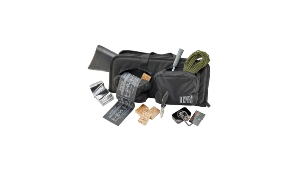 Henry Survival Rifle Survival Pack .22 LR 8rd Magazines (2) 16.125" Barrel Black with Bag Fire Steel Life Straw Folding Knife