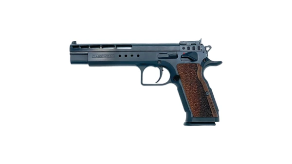 Tanfoglio Gold Match Handgun 10mm 13/rd 6" Barrel Matte Black and Brown Grip